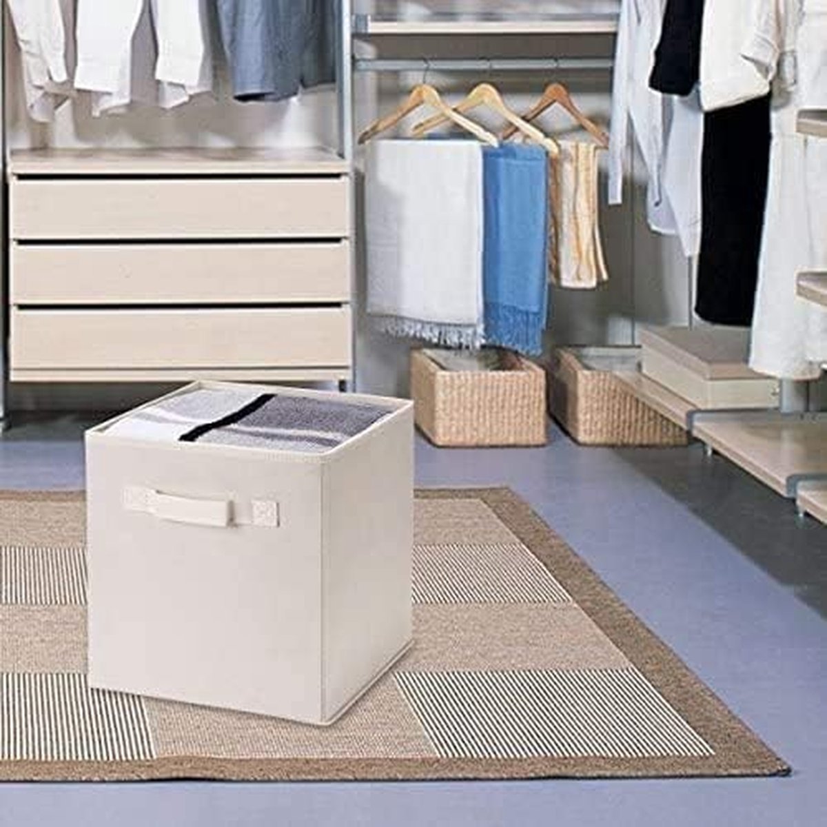 6 Stuks Opvouwbare Opbergdozen Opbergkubussen Vouwdoos Kallax Inzet Opbergdozen Met Handgrepen, Beige