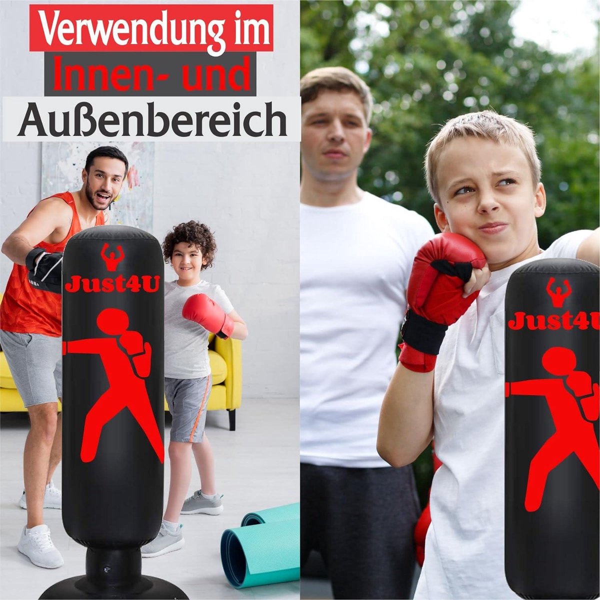 Vrijstaande Opblaasbare Boksbal met Reflexbal - Inclusief Handbandages & Luchtpomp - Onmiddellijke Terugslag - Binnen & Buiten Vechtsport Praktijk muziek boks machine