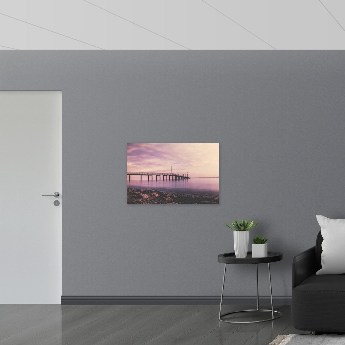 Dibond - Stijger op Zee met Roze Gloed - 90x60 cm Foto op Aluminium (Met Ophangsysteem)