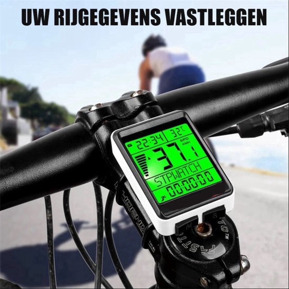 Kilometerteller Fiets Draadloos - Fietscomputer Waterdicht - KM Teller Mountainbike - 2.1” Scherm
