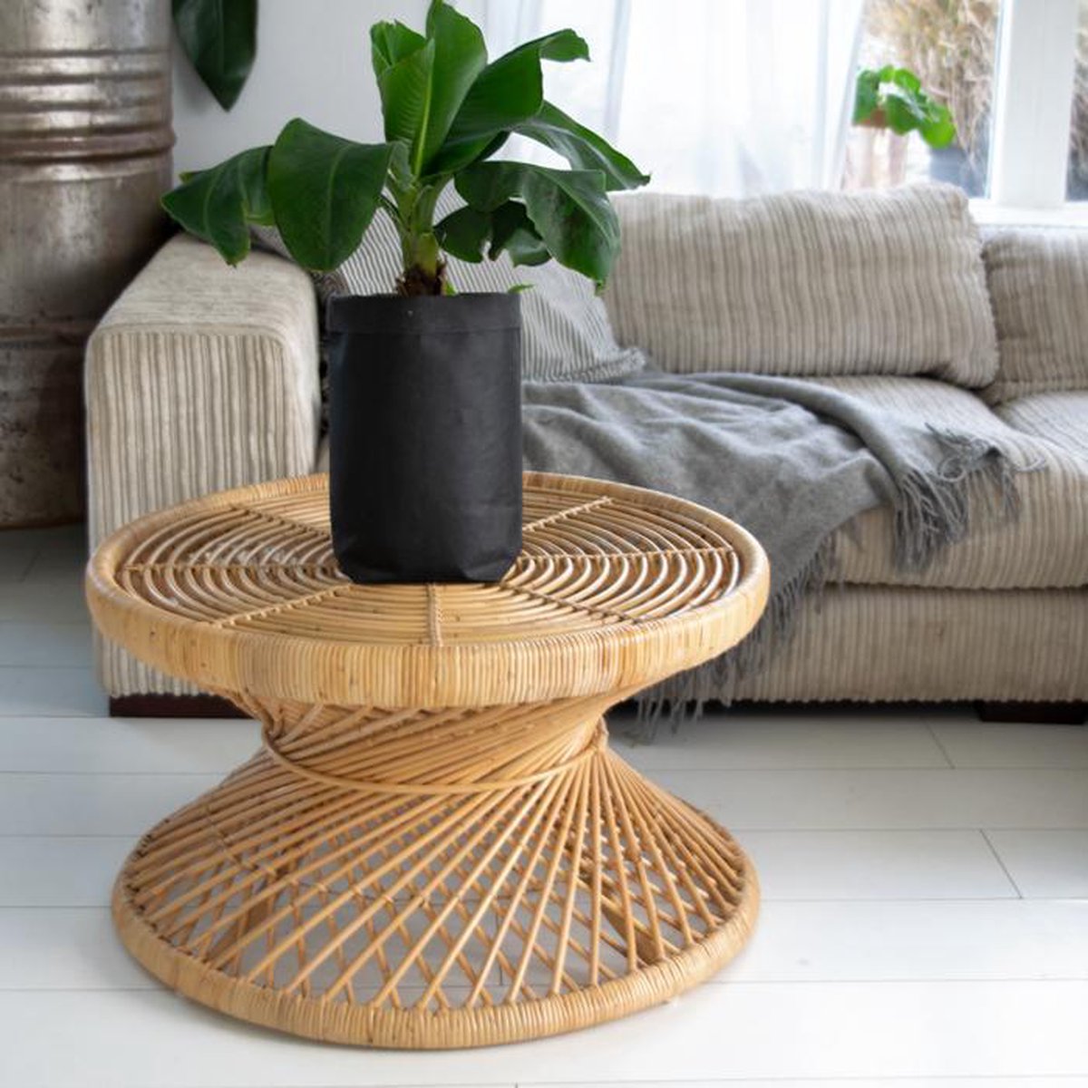 Coffee tables - rattan coffee table round - 70x40 cm - natural rattan - round table - delivered assembled
