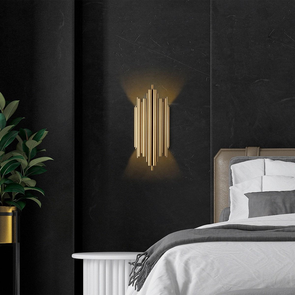 Lighting - Luciana Wall Lamp in Gold Metal - Dimensions 18x8x40cm - Stylish Lighting for Any Interior