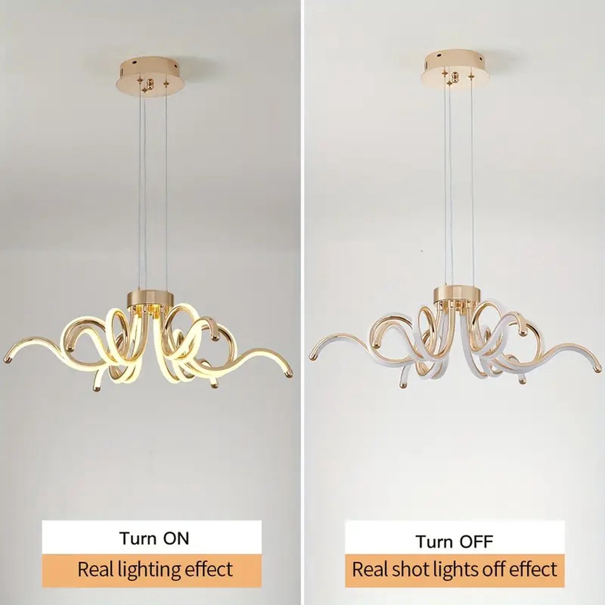 LuxiLamps - Spider Hanglamp - Goud - 60 cm - Kroonluchter - Licht In 3 Kleuren - Boven De Eettafel - LED Kroonluchter Verlichting - 50W