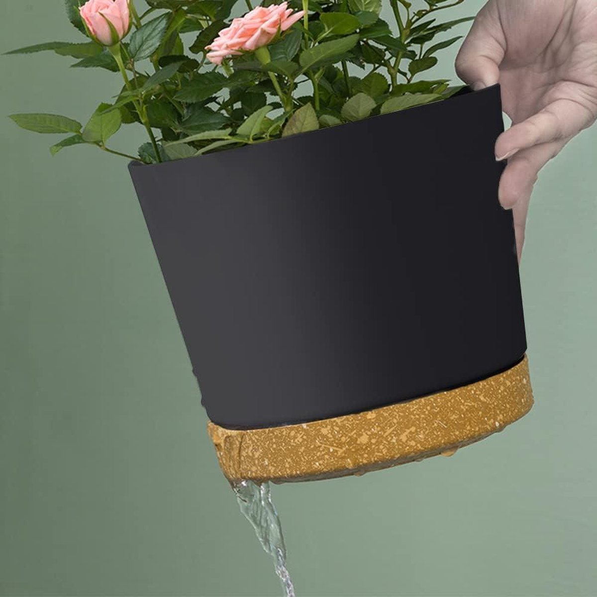 Plant Potten Moderne Plantenbakken 165cm hoog - Met Afvoergaten en Afneembare Schotel - Plastic Bloempotten voor Huis Tuin Vensterbank - Donkergrijs Set van 6