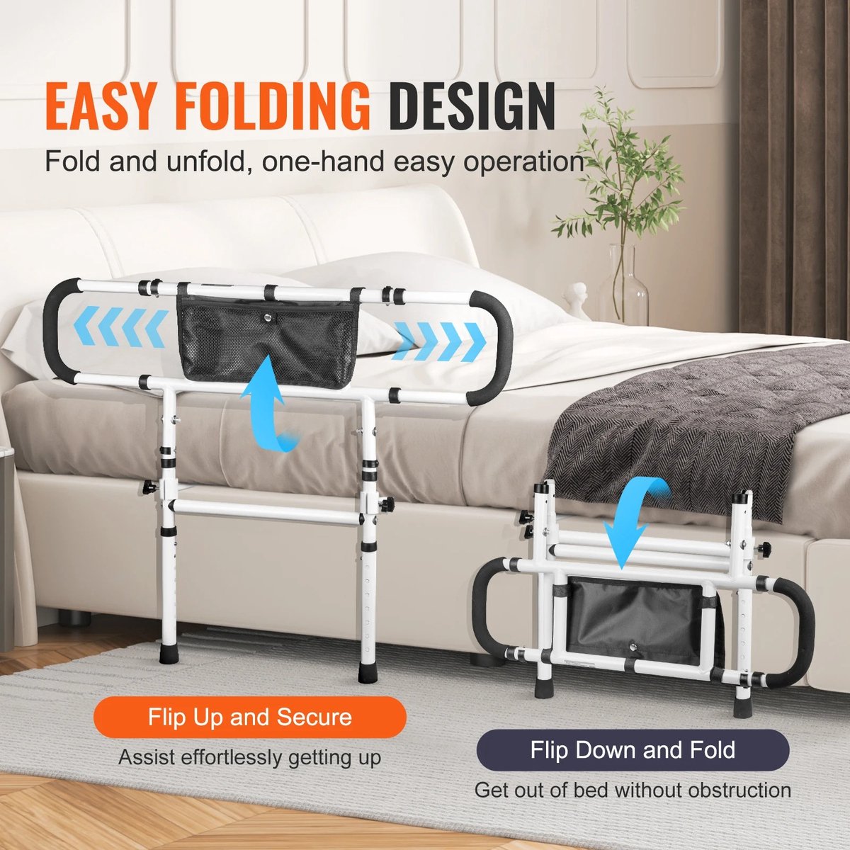 Bedrail - Bed Hek - Bed Rail - Met Verstelbaar Handvat - Voor Ouderen
