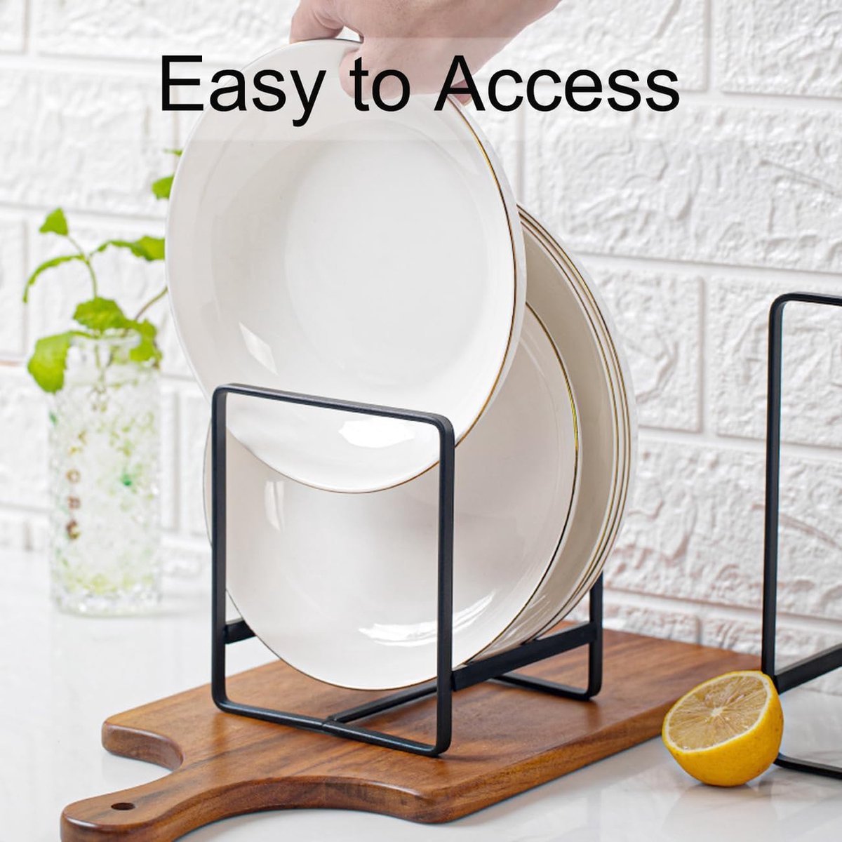 2 stuks bordenhouders, organizer, kast, multifunctionele bordenstandaard, keukenkast, opslag, afdruiprek, servies voor borden, potdeksel, snijplank, houder, zwart (L)