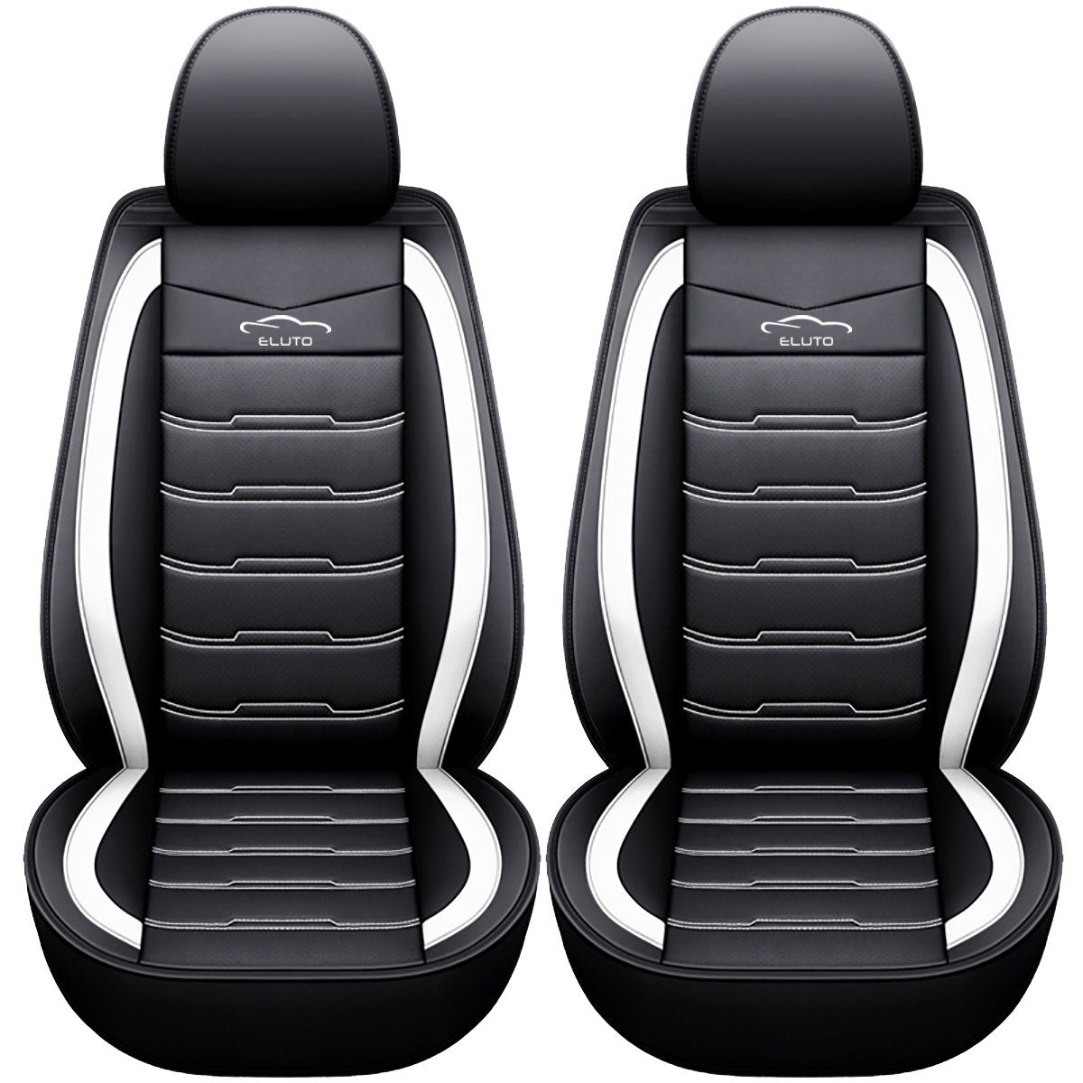 Universal 5-Seater Car Seat Covers PU Leather - Breathable Non-Slip - Black and White