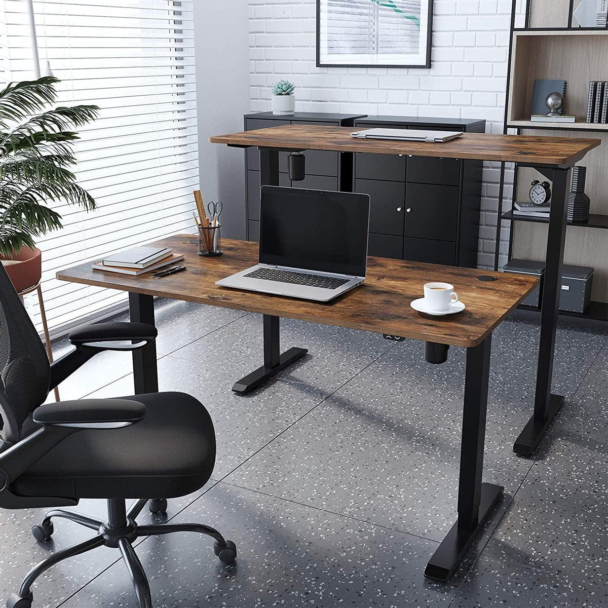 Zit-Stabureau - Elektrisch - Tafel - Hoogte en Lengte Verstelbaar - 140 x 70 x (73-114) cm - Vintage