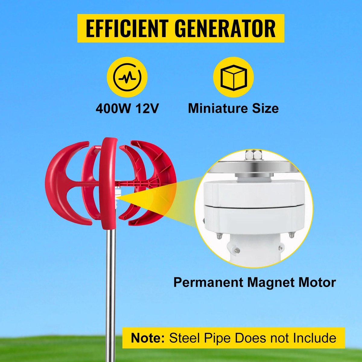 Windturbine - Alternatieve Energie Generator - Windmolen Generator - 600W - Wind Energie - Wit