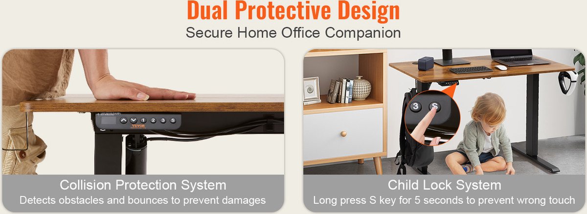EliteNest® - Zit Sta Bureau Elektrisch - In Hoogte Verstelbaar - Geheugenstanden - Digitaal Display - Anti-Botsing & Kinderslot - Kabelbeheer - Modern & Duurzaam Design - 140 cm x 60 cm