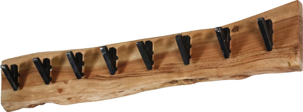 Kapstok Edge | 8 haken | bruin / zwart | hout / metaal | 90 x 15 cm | hal | modern design