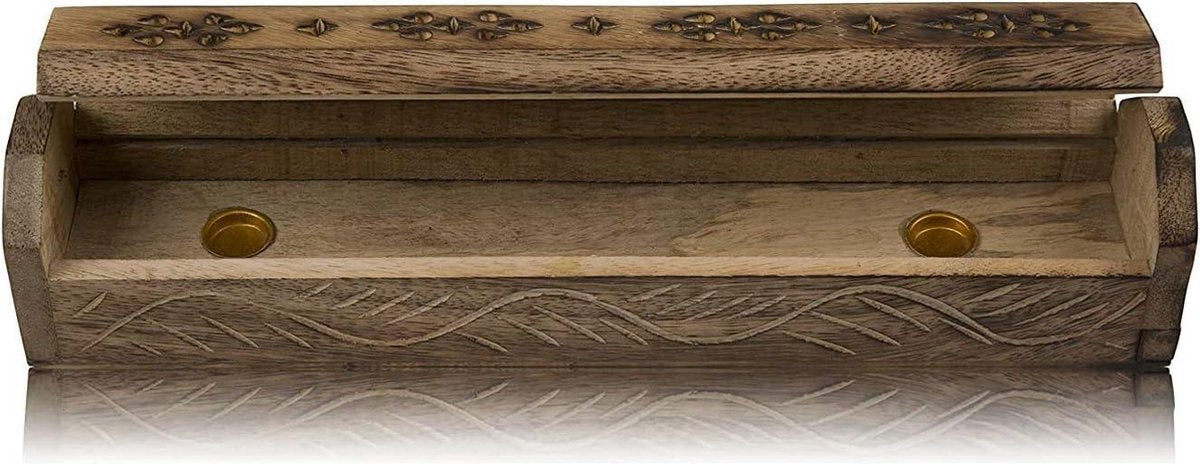 Incense Holder / Wooden Stick & Cone Burner Holder Coffin - Organic Eco-Friendly Ash Catcher - Agarbatti Holder For Meditation Yoga