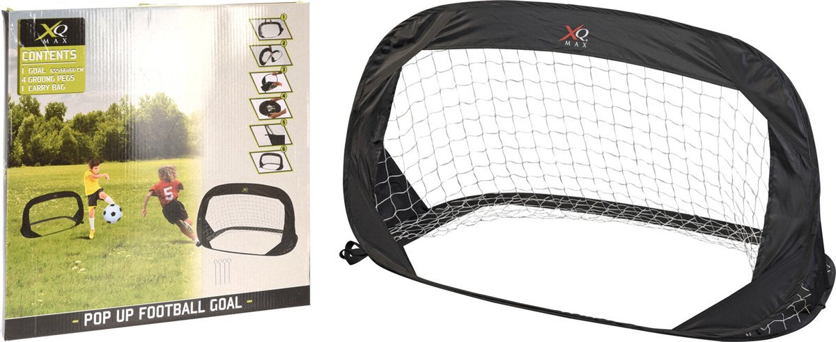 Set van 2 pop-up voetbalgoals/voetbaldoelen 122 x 66 cm - Qx Max inklapbare/vouwbare voetbaldoelen