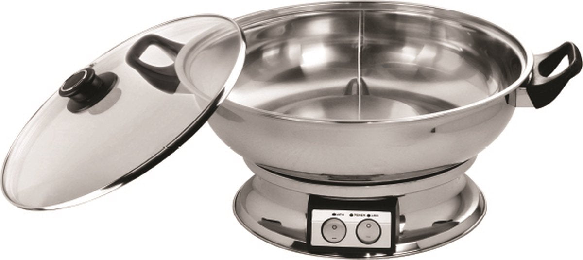 KABO - Fondue - Hotpot pan & Multi-Cooker 4.2L - KB-120 - 2 compartimenten - Ø32CM - 1600W - Elektrisch - Tweedelig - RVS
