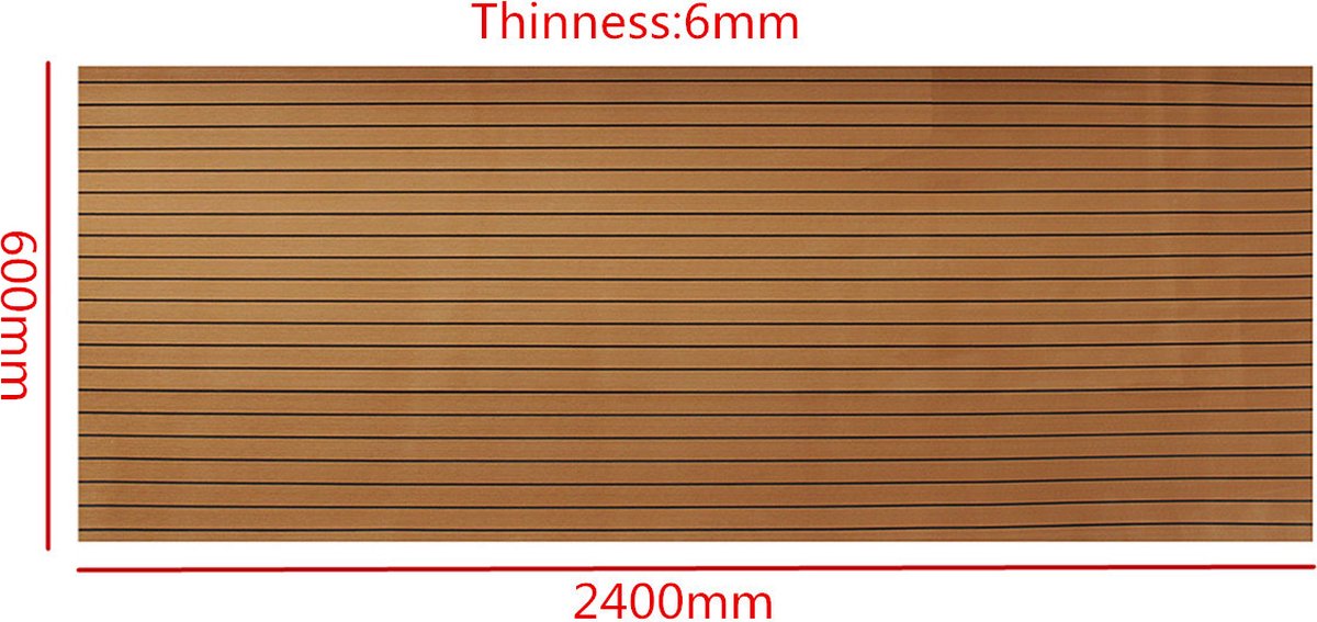 Decking Zelfklevende Bootmat - EVA Teak Foam Decking Mat - Teak Boten Vloerbedekking - Teakhouten Jachtvloeren - Teak Vloerbedekking Vloer - Wasbaar - 240 x 60 x 0.6 cm - Lichtbruin