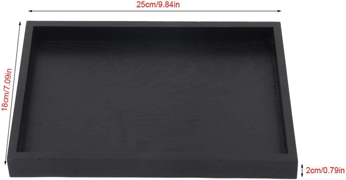 Wooden Rectangular Non-Slip Black For Tea Food Drinks Coffee Kitchenware Restaurants and Bars 25-18-2cm