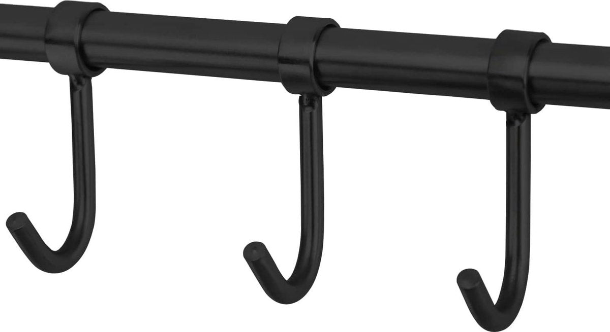 Roestvrijstalen ophangrail voor de keuken - 10 beweegbare haken - 526 x 34 x 22 cm - keukenreling - haakrail - keukengereistang - bekerhouder muurhouder keukenstang