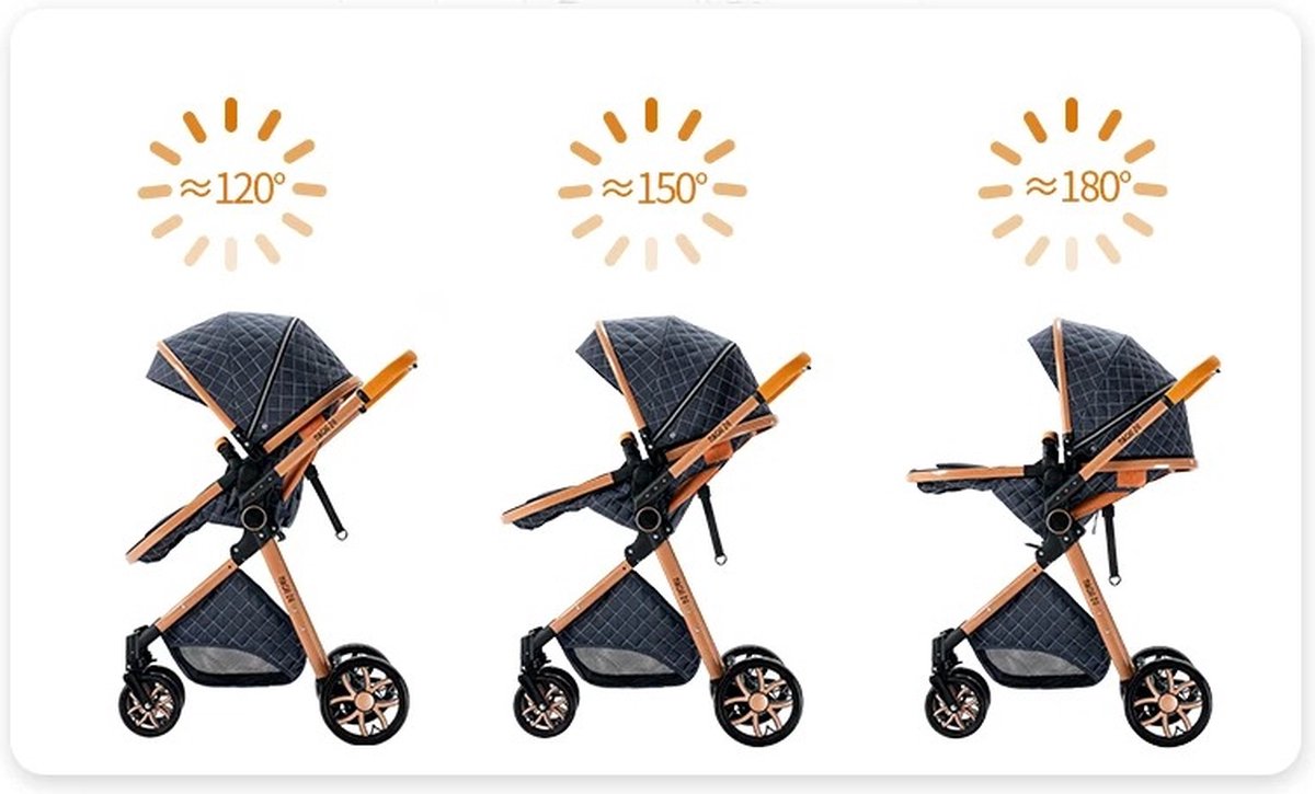 Luxe Multifunctionele 3-in-1 Combikinderwagen - Kwalitatieve Buggy - Opvouwbare Wandelwagen - Maxi Cosi stijl - Incl. Autostoel - Blauw