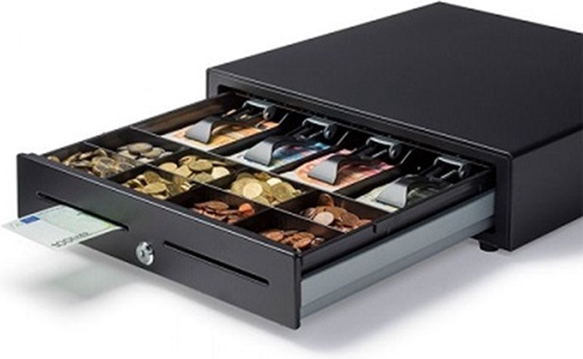 Cash drawer/Till drawer - 8 coin 4 bill - standard front touch - manual - dimensions 410x415x110mm