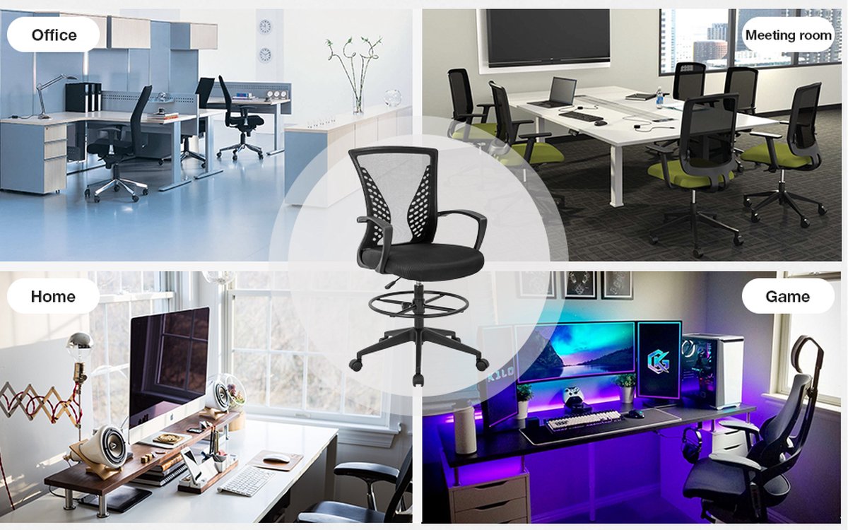 Best Office OC-20DF2-Black Office Chair - Home & Office Chair - Up to 113 KG - Ergonomic - Black