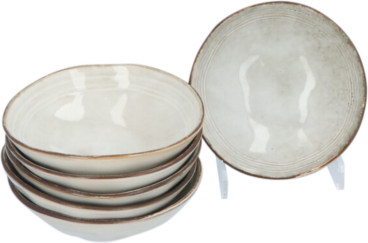 Aardewerk Serviesset Flower Beige 6 persoons 18-delig - Beige