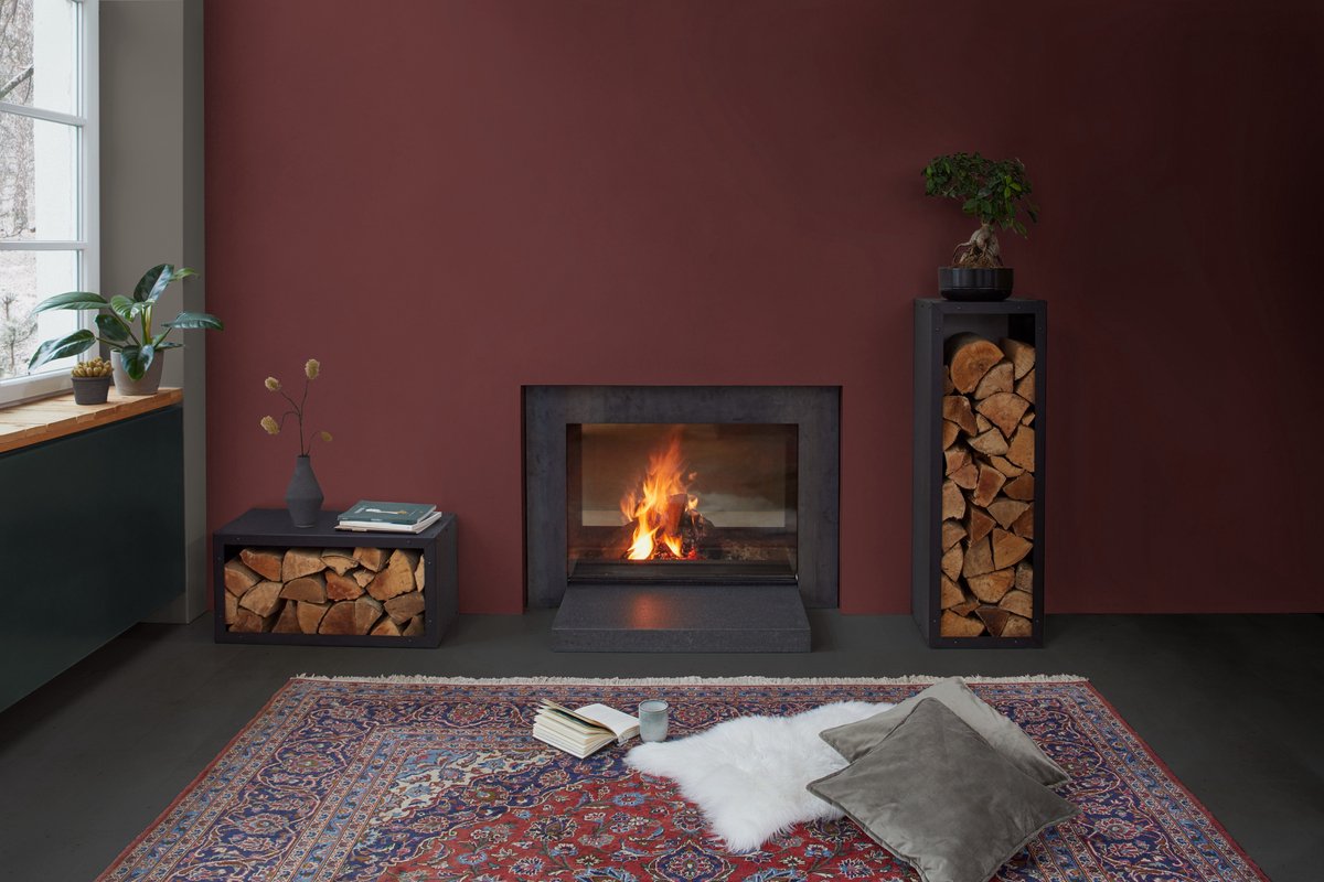 Indoor firewood storage - Firewood rack - Black metal - 116x38x35cm