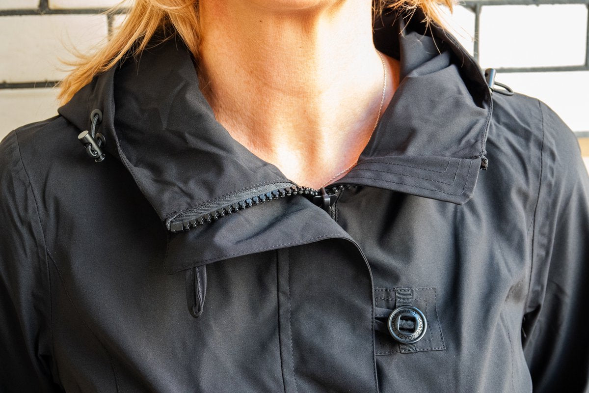 Long women's in-between jacket - Water-repellent & tailored - Black - Size 40