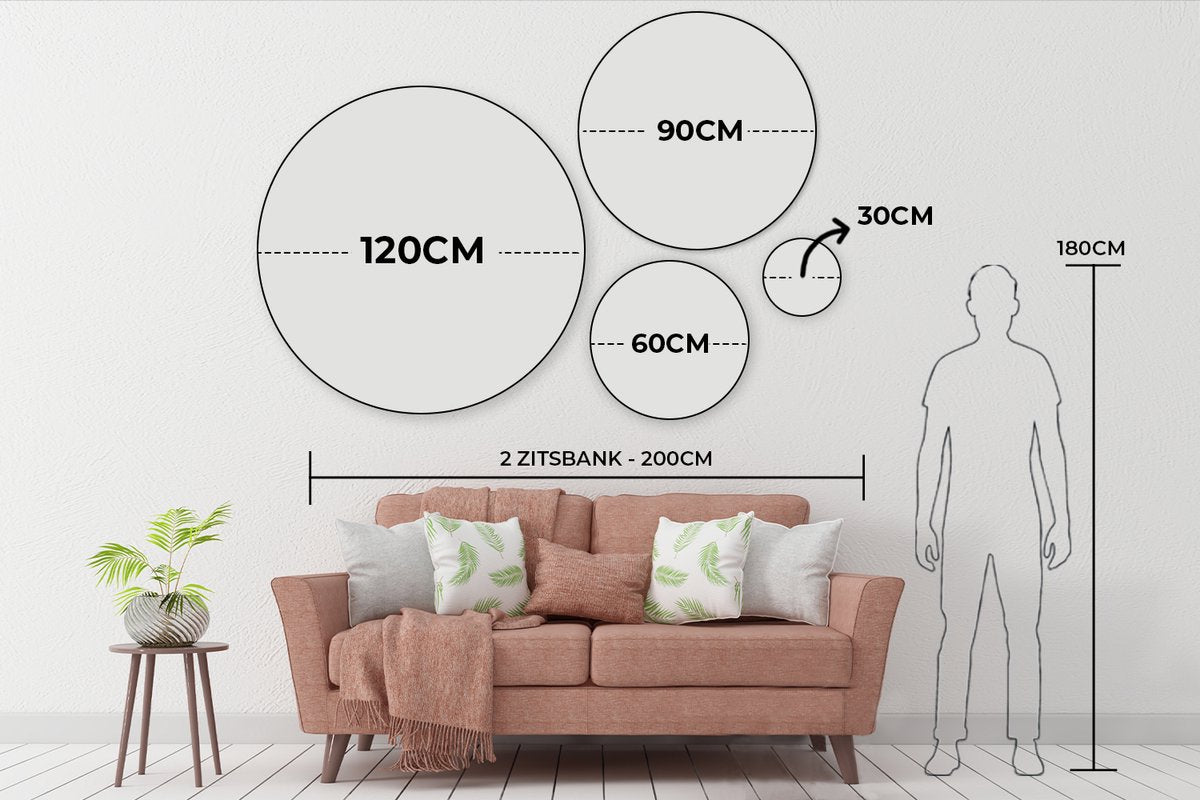 WallCircle - Wandcirkel - Muurcirkel - Metaal - Goud - Design - Structuur - Chique - Aluminium - Dibond - ⌀ 90 cm - Binnen en Buiten