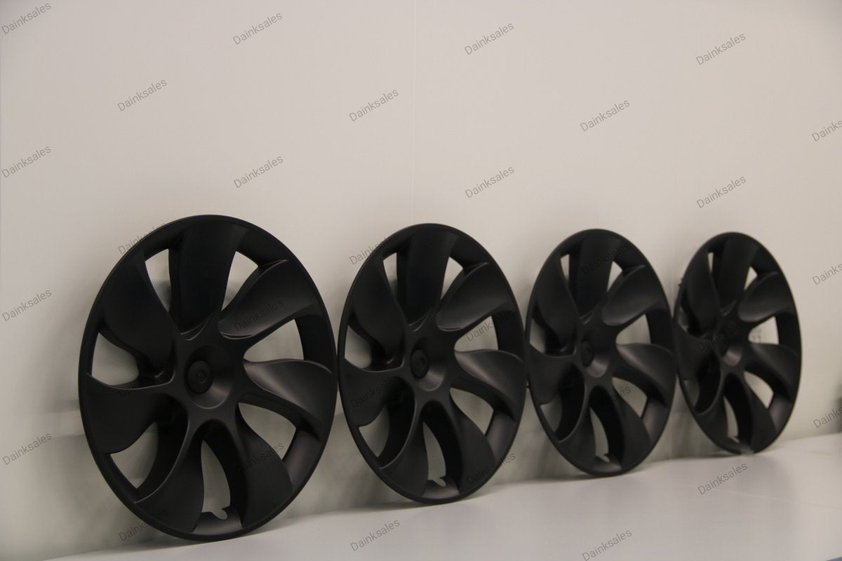 Tesla Model Y Mat Zwarte Aerodynamische Wieldoppen - Set van 4 wieldoppen - Sportieve upgrade voor 19 inch velgen