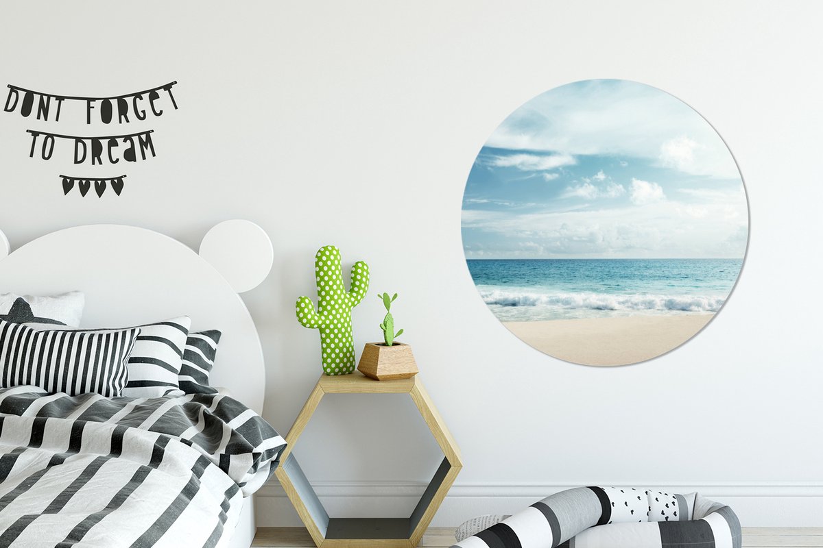 WallCircle - Wandcirkel 90x90 - Strand - Zee - Zomer - Ronde schilderijen woonkamer - Wandbord rond - Muurdecoratie cirkel - Kamer decoratie binnen - Wanddecoratie muurcirkel - Woonaccessoires