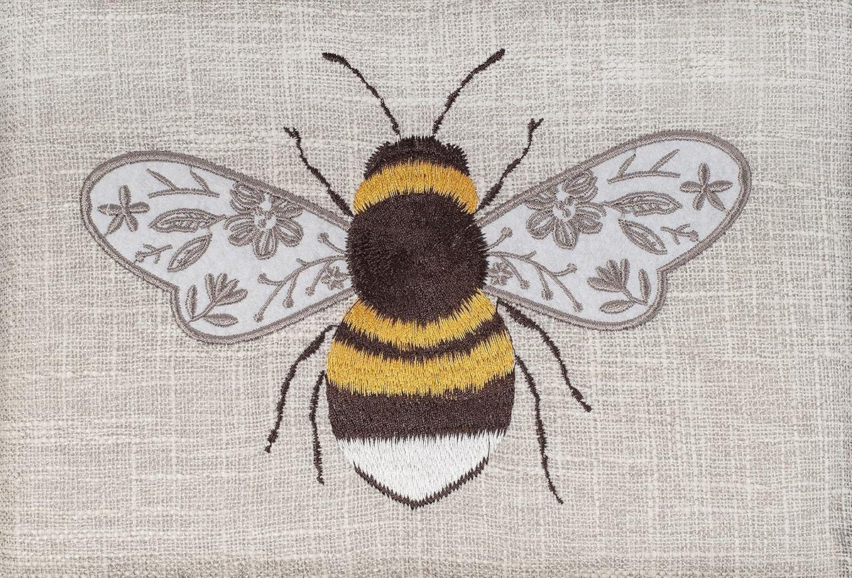Sewing Box Hobby Gift - Exclusive medium craft box with accessory drawer and pincushion - PVC handle - 185 x 255 x 145 cm - Embroidered Bees Sewing Box