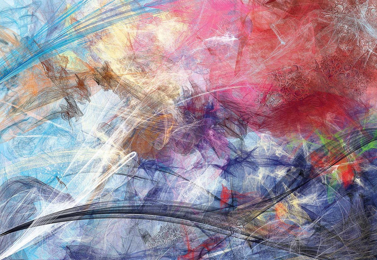 Fotobehang - Vliesbehang - Kleurrijke Abstracte Kunst Schilderij - 254 x 184 cm