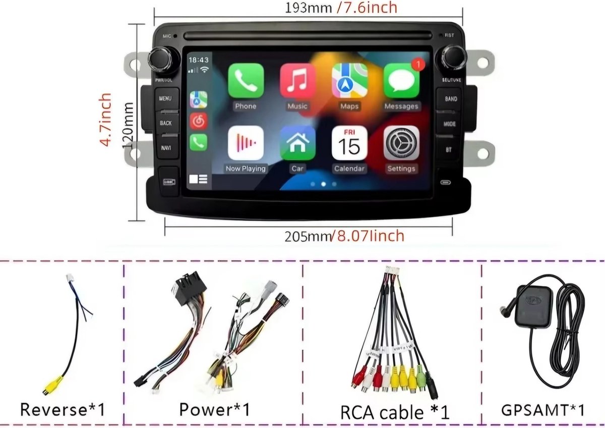 Dacia & Renault | Logan, Dokker, Duster, Sandero, Lodgy, Capture, Symbol | 2010 - 2020 | Carplay & Android auto | 1GB & 32GB | Autoradio met navigatie | Radioscherm | 2010 2011 2012 2013 2014 2015 2016 2017 2018 2019 2020