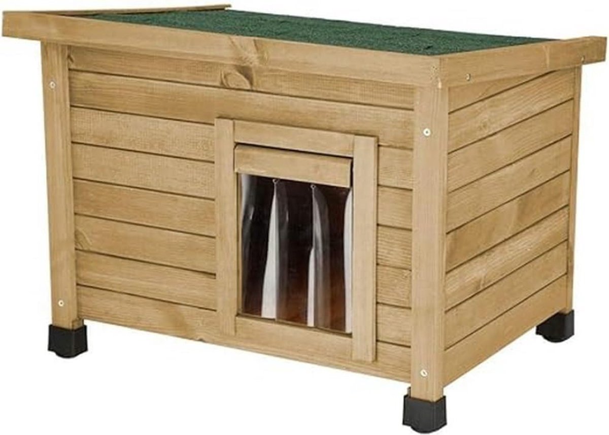 Kattenren - Kattenhuis - Kattenverblijf buiten - Bruin - Kattenhuis voor buiten - Kattenhuisje buiten - Kattenhok buiten