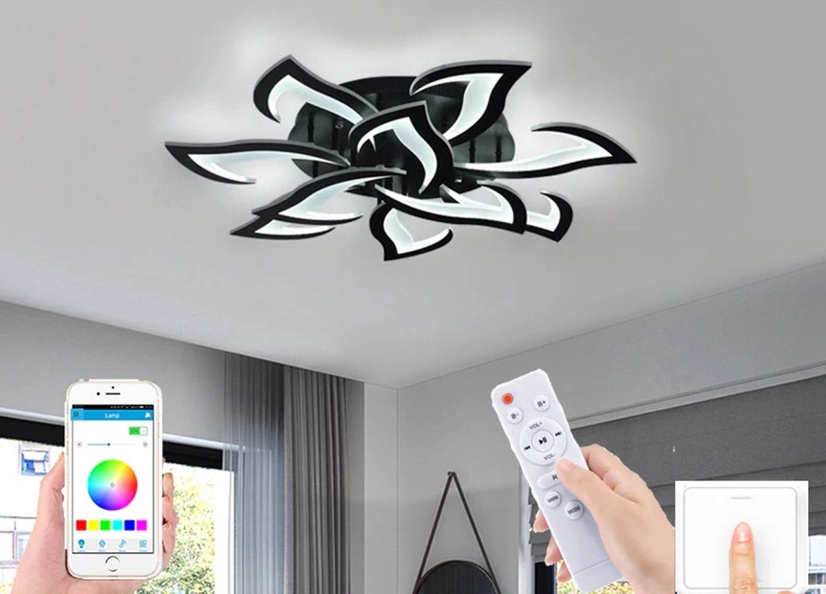 10 Lotus Plafondverlichting - Moderne LED - Woonkamer - Keuken - Slaapkamer - Kinderkamer - Plafonnière - Dimbaar Met Afstandsbediening en App