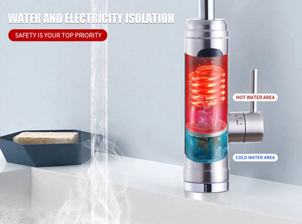 Warmwaterkraan - 220V - Met display - Kokendwaterkraan - Warmwaterkraan elektrisch - Snel warm water - Heetwaterdispenser - Kokendwaterkraan - Elektrische kraan