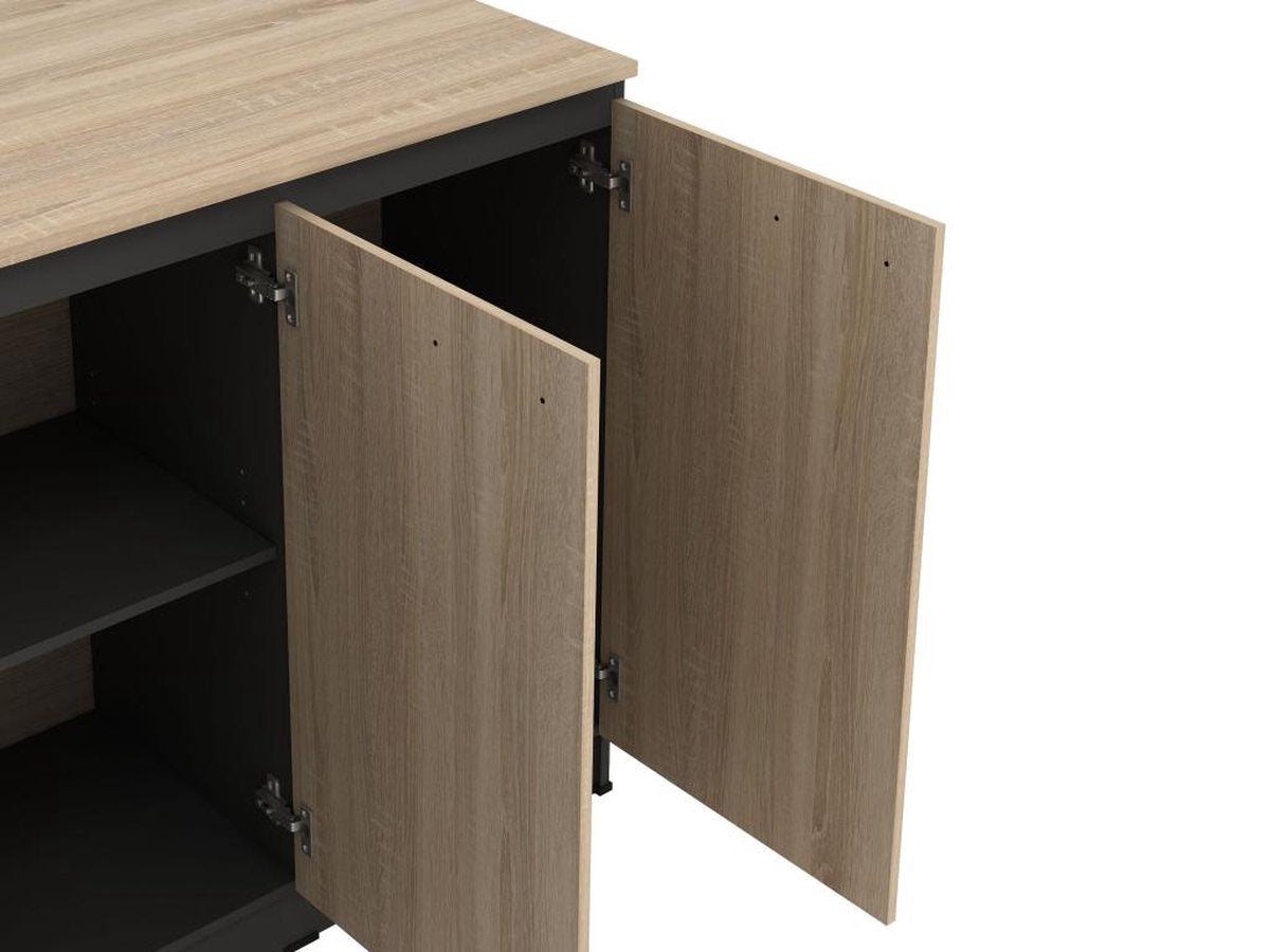 Vente-unique Keukeneilandset + 2 krukken - Zwart en licht naturel - NUSICE B 138,7 cm x H 82 cm x D 79,2 cm