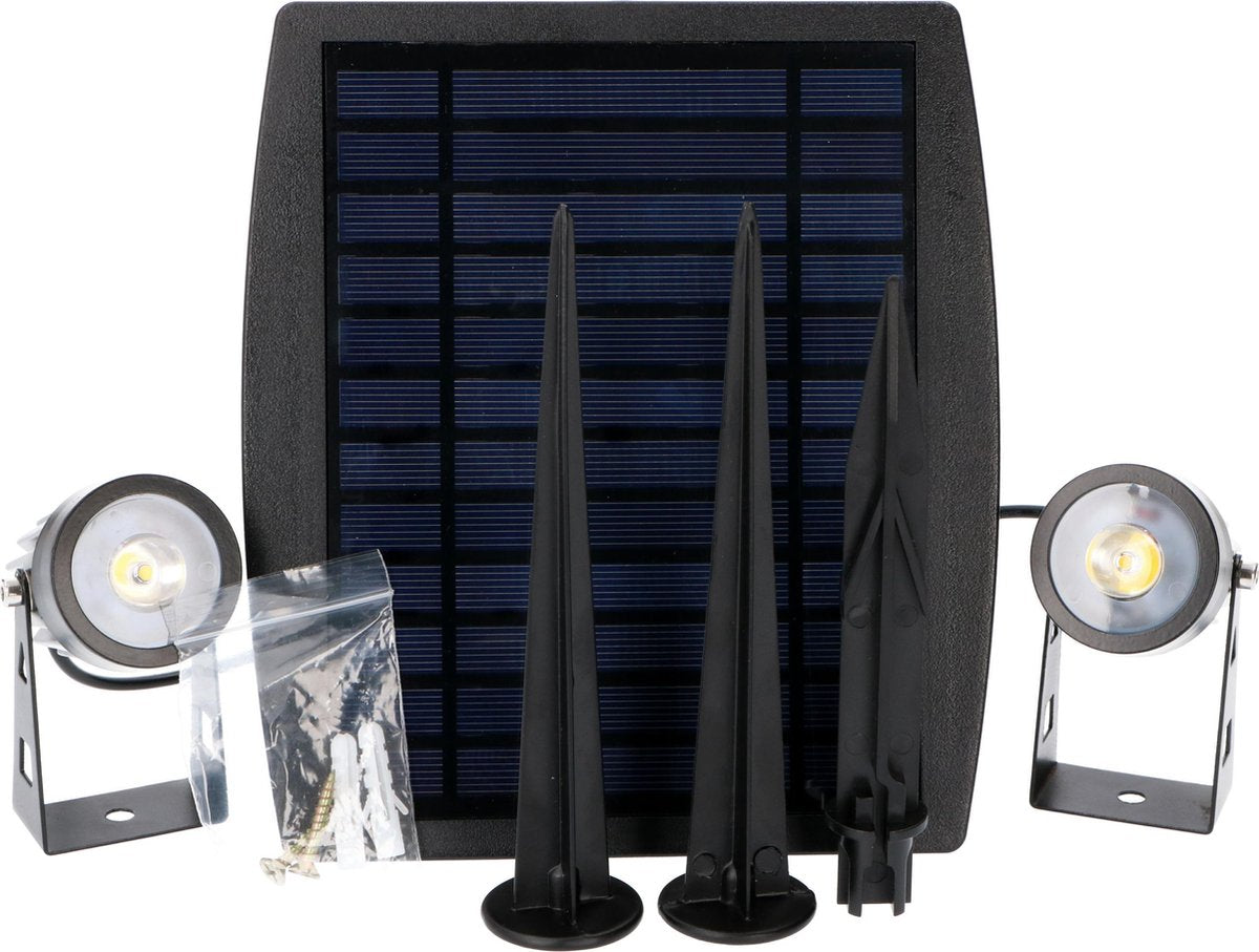 Proventa Longlife Solar LED Tuinspots inclusief zonnepaneel - 2 x LED grondspot + zonnepaneel