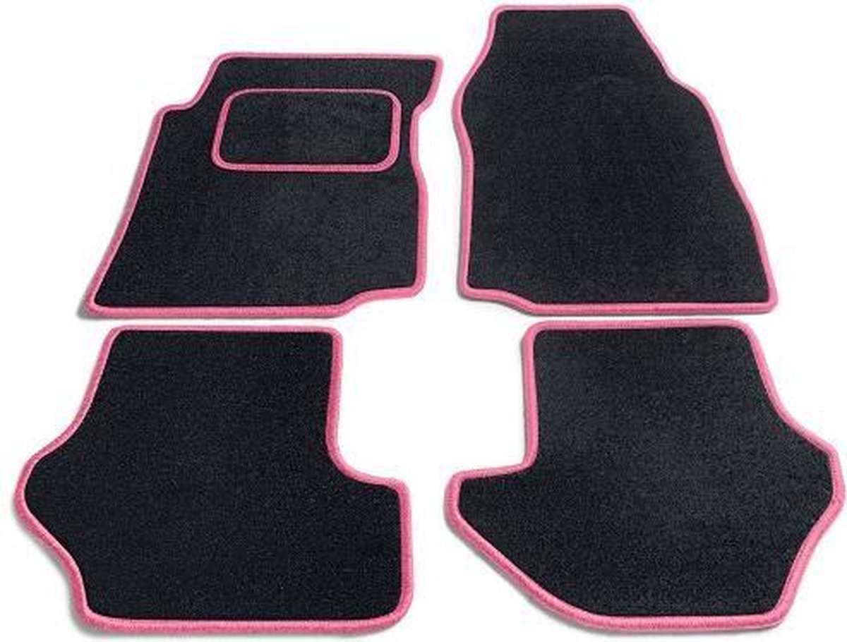 PK Automotive Complete Velours Automatten Zwart Met Roze Rand Daewoo Matiz 2001-2006