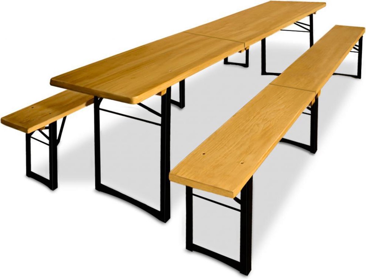 Picknicktafelset - 1 biertafel 2 bierbanken inklapbaar - 220cm