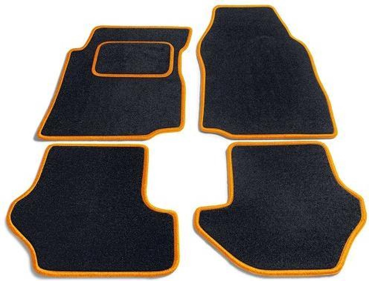 PK Automotive Complete Naaldvilt Automatten Zwart Met Oranje Rand Toyota Aygo 2010-2014