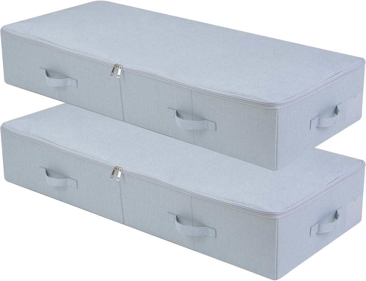Handy Foldable Storage Containers for Under Bed or Wardrobe, Light Grey, Set of 2