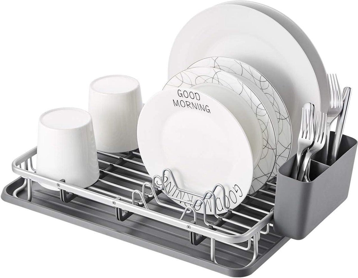 Afwasrek voor servies en bestek aluminium met anti-roest coating, geschikt voor op een klein aanrecht