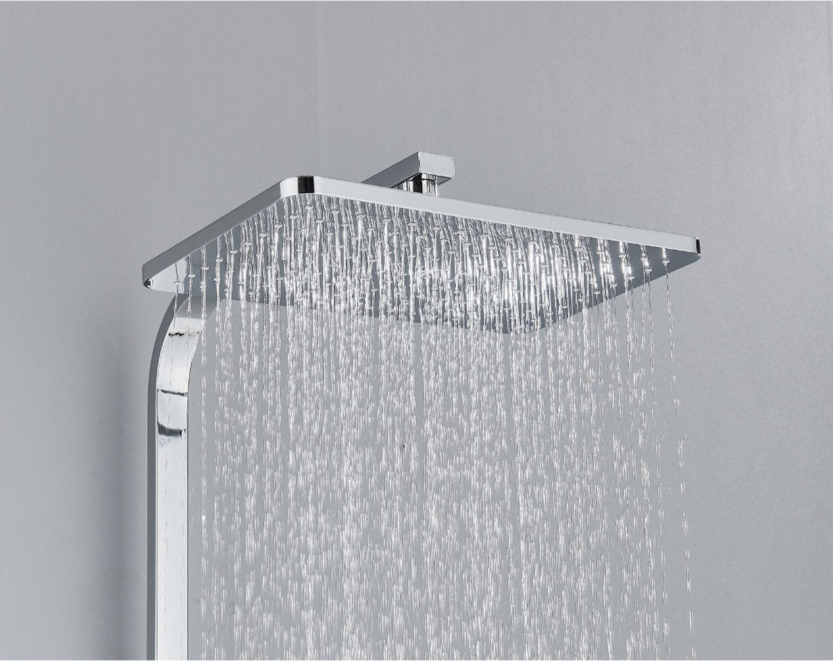 Complete Shower System - ABS Shower Set - Overhead & Hand Shower - Square Rain Shower - Adjustable Rain Shower - Chrome
