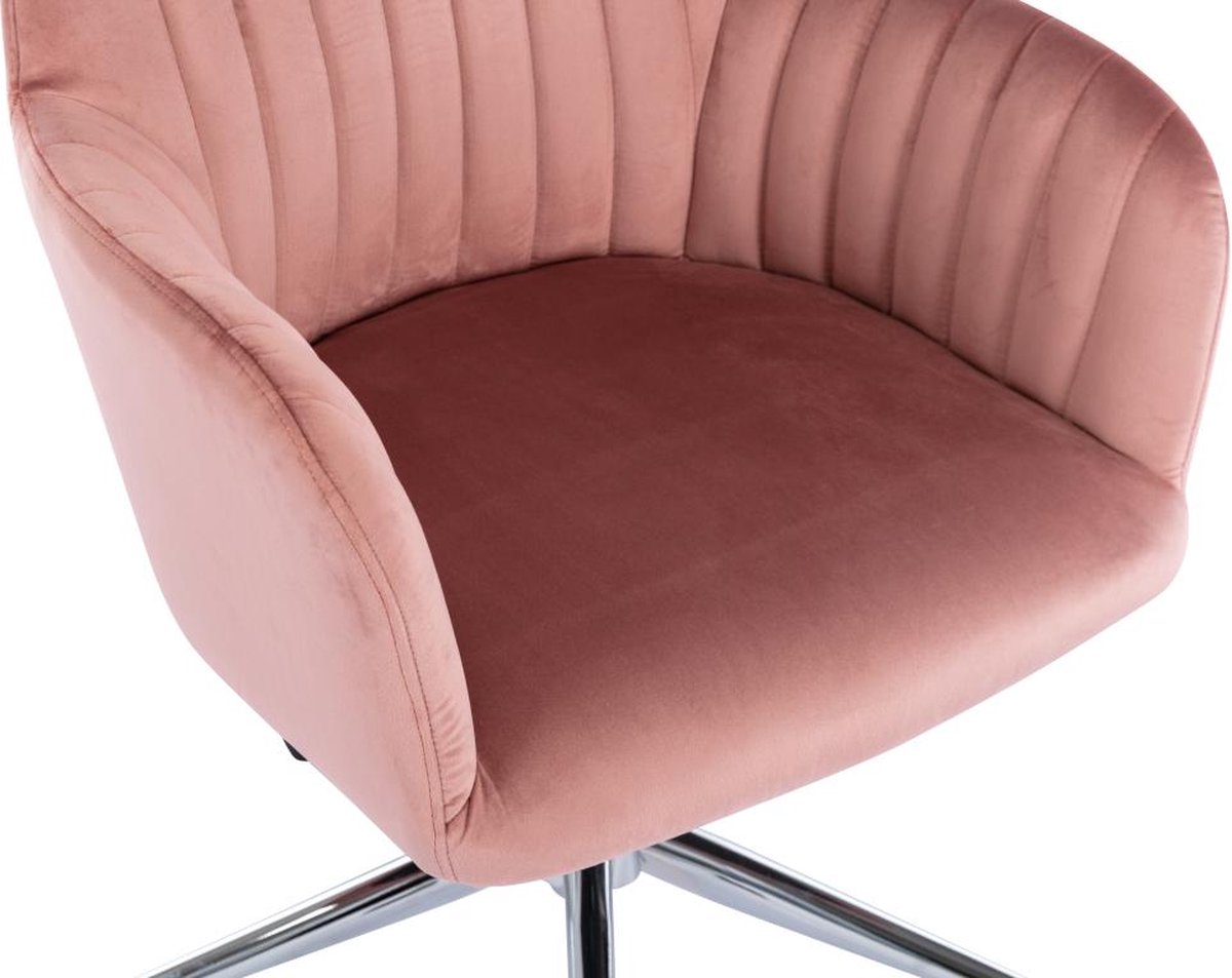 Vente-unique Bureaustoel - Fluweel - Roze - In hoogte verstelbaar - ELEANA L 59 cm x H 89 cm x D 61,5 cm