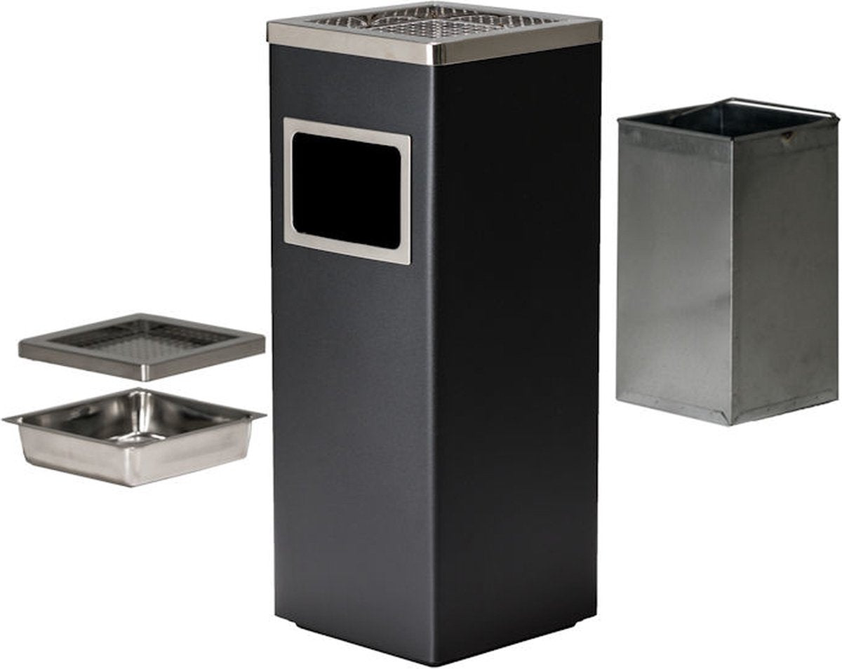 Standing Ashtray with Stainless Steel Waste Bin - Outdoor Ashtray - Floor Ashtray - Large Outdoor Ashtray - Smoking Pole - Ashtrays - 30x24x62