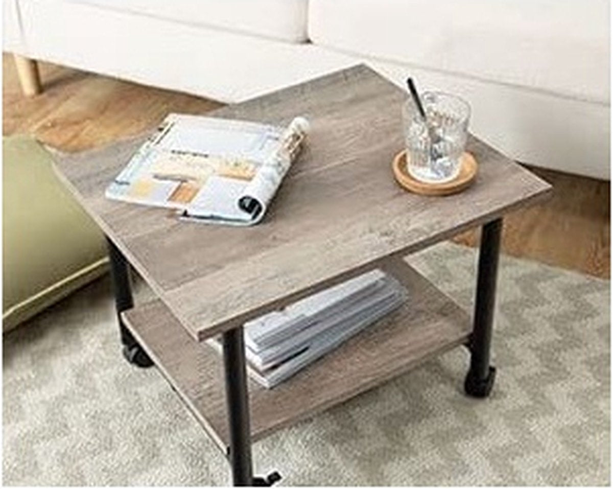 Printertafel op vergrendelbare wielen - bureau organizer - printerkast of printerwagen - printerstandaard - Kantoorkast - printer bureau industrieel - 48,5 x 40 x 36,5 cm - grijs en zwart