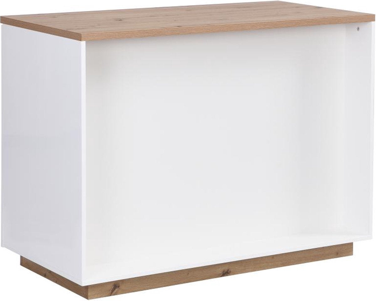 Vente-unique Keukeneiland met 2 deuren en 1 nis van MDF - Naturel en wit - CORELINA B 120 x H 90 x D 60 cm