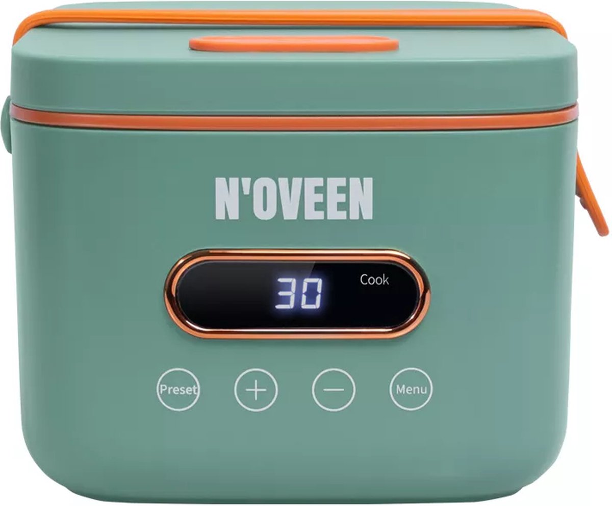 NOVEEN - MLB911 X-LINE Multi Lunch Box - Elektrische Maaltijdverwarmer met Keramische Coating, Digitaal Display en Accessoires - Compact en Stijlvol Ontwerp voor Kantoor en Onderweg - Groen