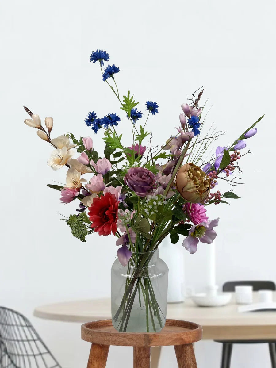 Zijden Boeket – 70-80 cm hoog – 18 stelen - doe-het-zelf boeket – DIY – alle kunstbloemen los geleverd – Lente – multi color – Exclusief vaas – Plukboeket - Veldboeket – Kunstbloemen - nep bloemen - nepbloemen - kunstplanten